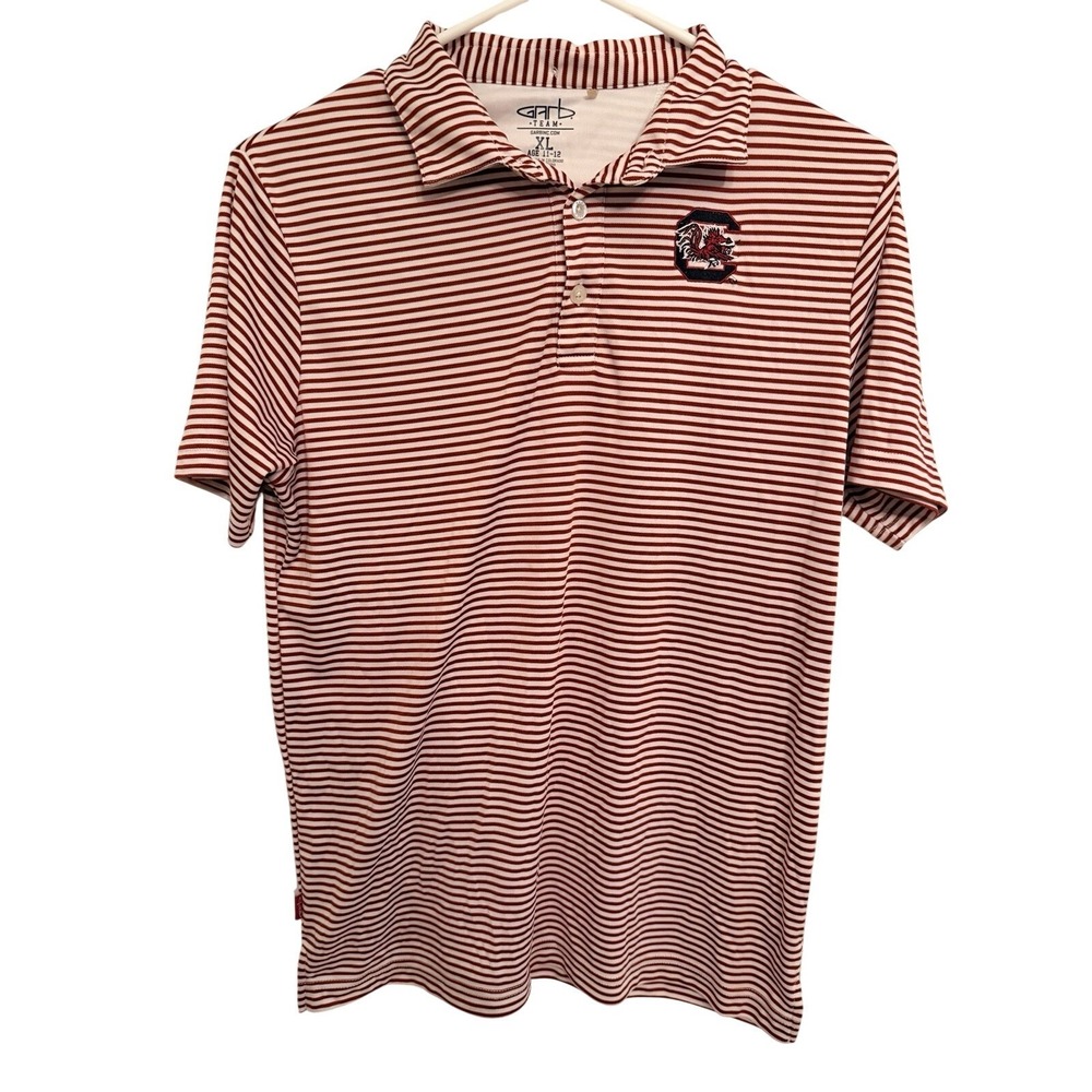 Garb Team South Carolina Gamecocks Kids XL Striped Polo Shirt Garnet White NCAA